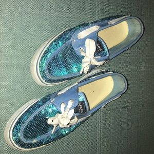 sperry topsiders blue/turquoise sequins